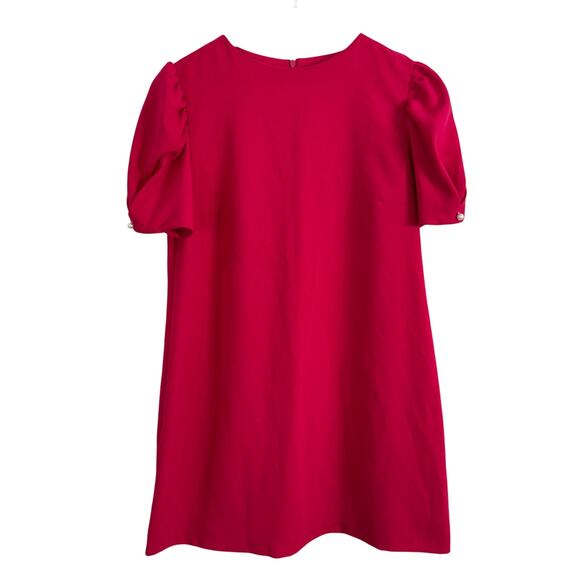 Zara Pink Pearl Puff Sleeve Mini Dress Size Medium - Picture 1 of 5